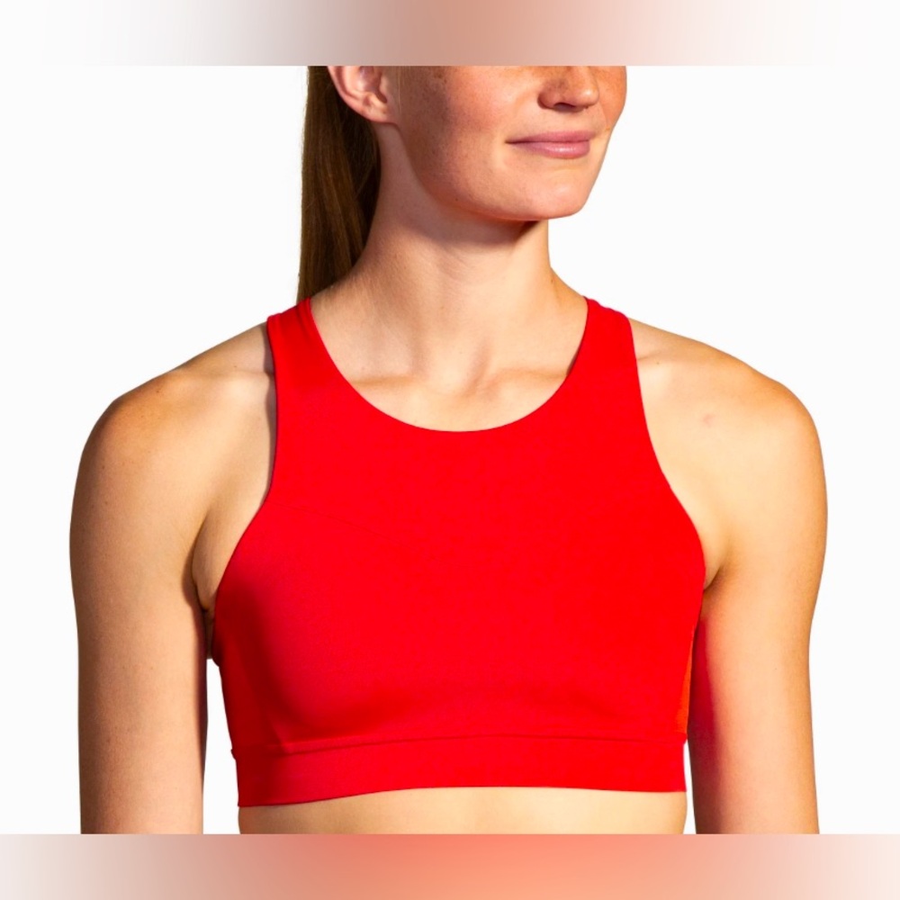 Brooks Women's Bright Red High-Neck Tank Sports Bra